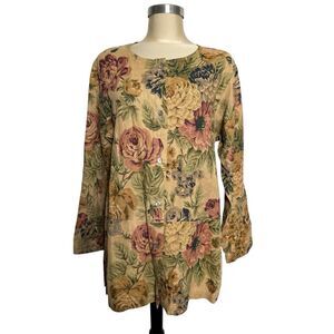 Smith & Hawken Linen Botanical Garden Chore Jacket USA Made Size M Floral